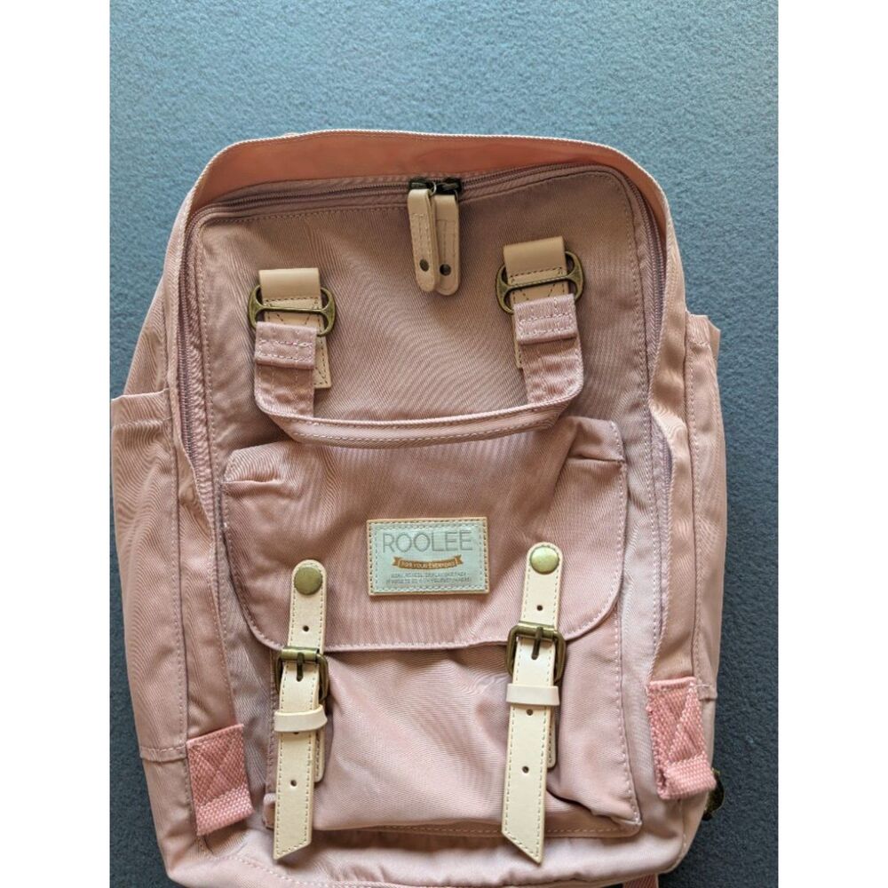 ROOLEE Women's Pink Backpack Blush Rose Travel School Laptop Bag Buckle